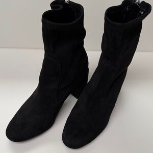 Zara Black Suede Heeled Boots